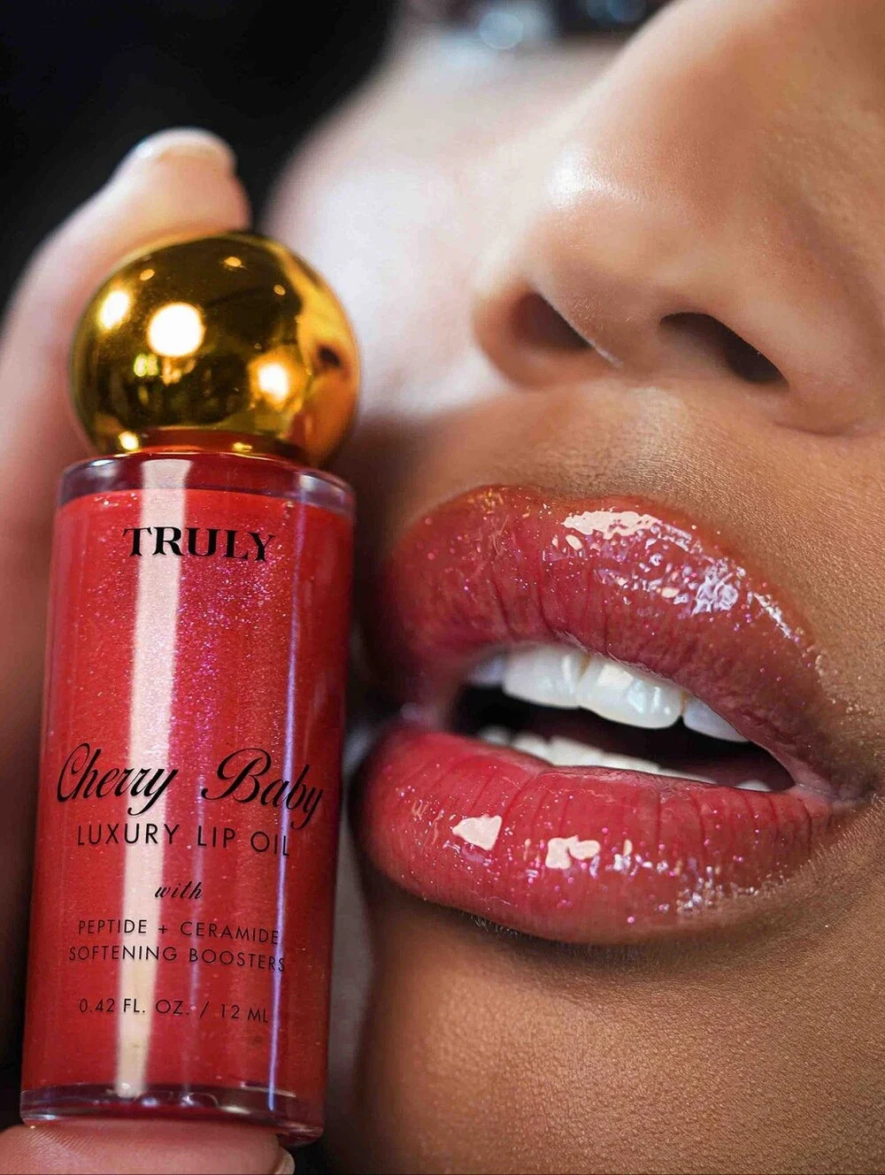 TRULY BEAUTY Cherry Baby Luxury Lip Oil - Shimmery Cherry Red